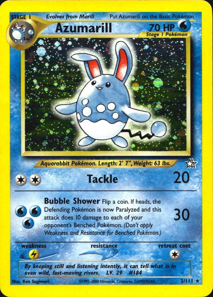 Azumarill 2/111 Holo Rare Neo Genesis Pokemon Lightly Played