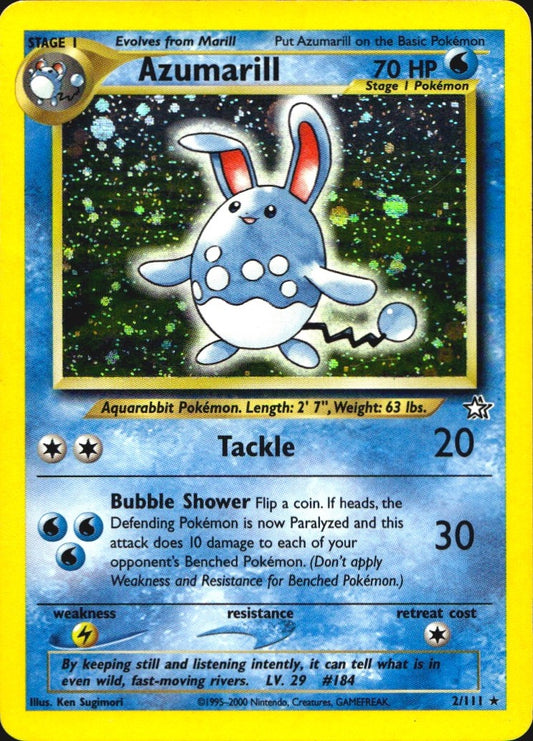 Azumarill 2/111 Holo Rare Neo Genesis Pokemon Lightly Played