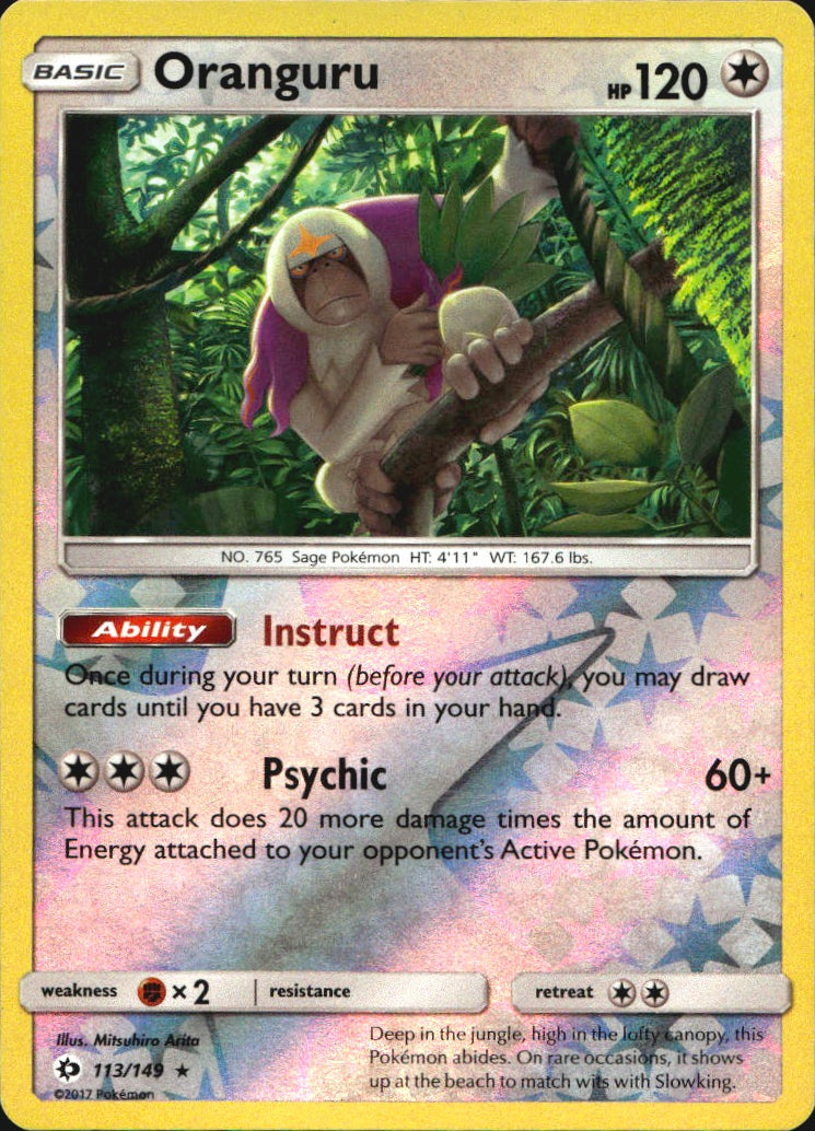 Oranguru 113/149 SM Base Set Pokemon Reverse Holo Near Mint