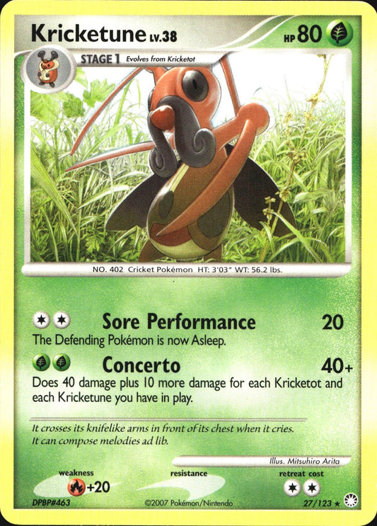 Kricketune 27/123 Rare Mysterious Treasures Pokemon Near Mint