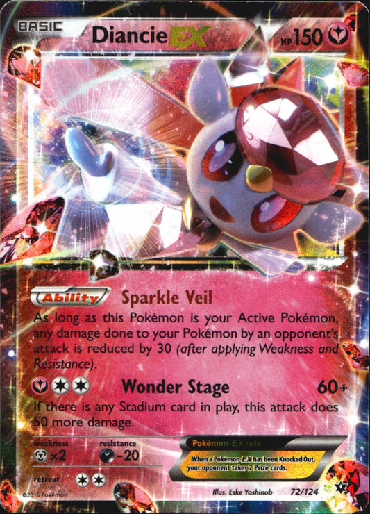 Diancie EX 72/124 Holo EX Rare Fates Collide Pokemon Near Mint