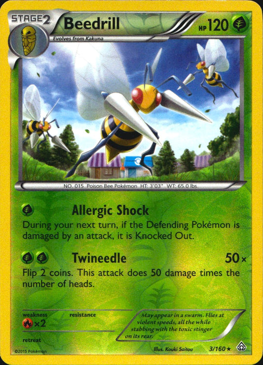 Beedrill 3/160 Rare Primal Clash Pokemon Reverse Holo Near Mint