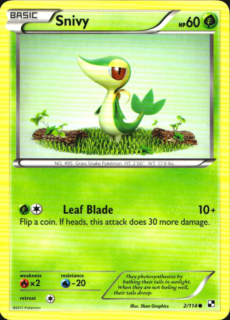 Snivy 2/114 Common Black & White Pokemon Near Mint