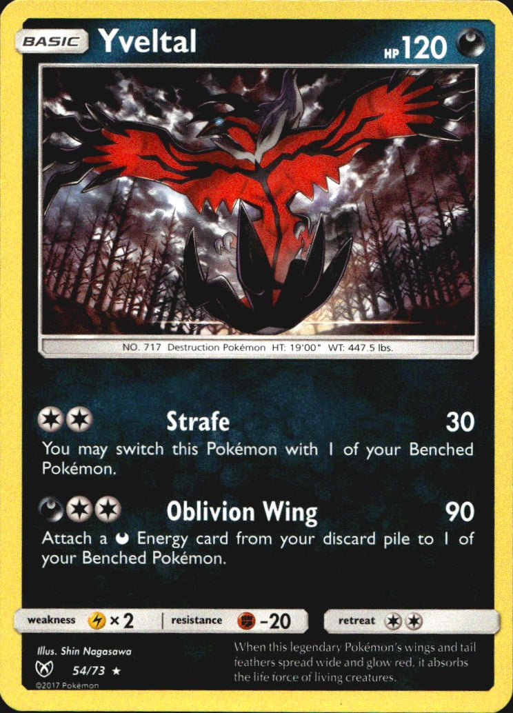 Yveltal 54/73 Holo Rare Shining Legends Pokemon Near Mint