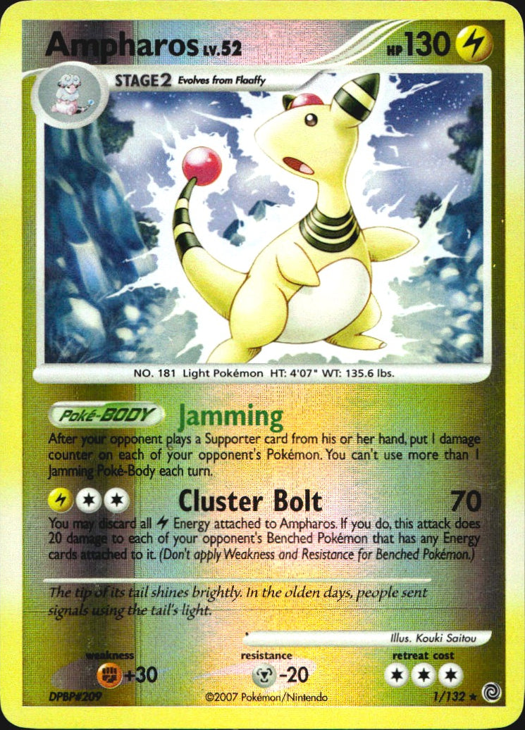 Ampharos 1/132 Secret Wonders Pokemon Reverse Holo Near Mint