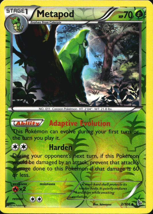 Metapod 2/106 Uncommon Flashfire Pokemon Reverse Holo Near Mint