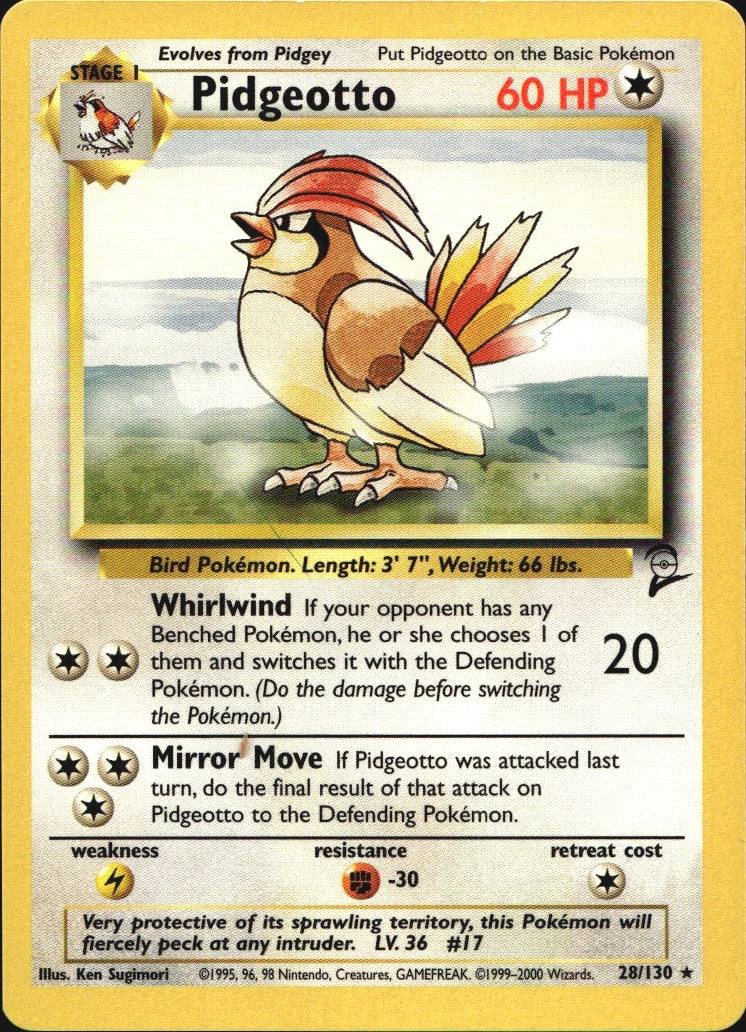 Pidgeotto 28/130 Rare Base Set 2 Pokemon Near Mint