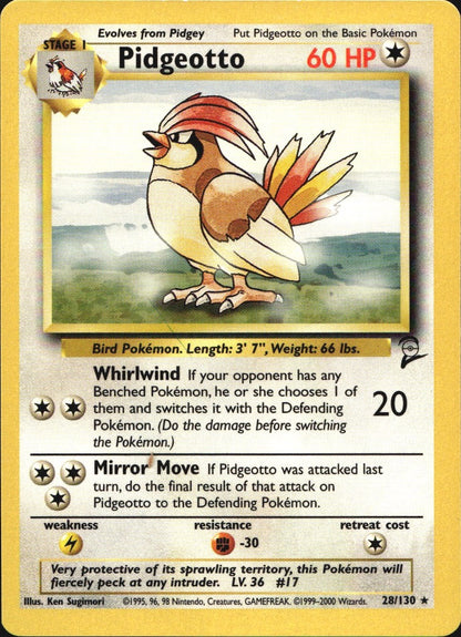 Pidgeotto 28/130 Rare Base Set 2 Pokemon Near Mint