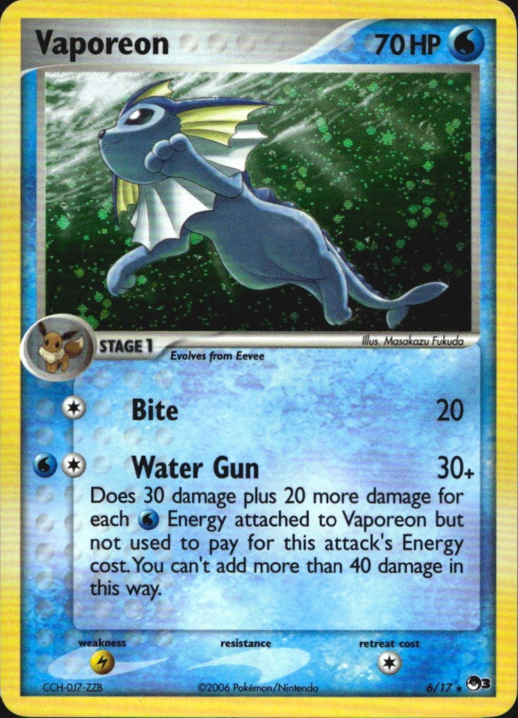 Vaporeon 6/17 Rare POP Series 3 Pokemon Holo Near Mint