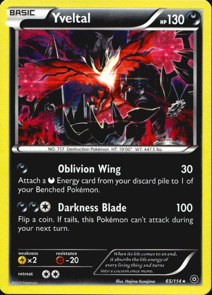 Yveltal 65/114 Holo Rare Steam Siege Pokemon Near Mint