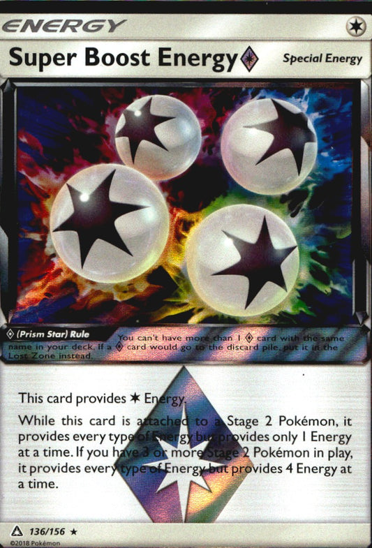 Super Boost Energy 136/156 Rare Prism Star Ultra Prism Pokemon Reverse Holo NM