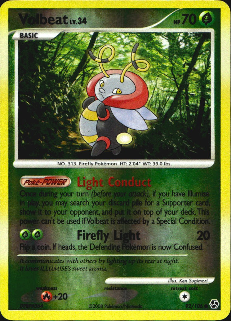 Volbeat 92/106 Common Great Encounters Pokemon Reverse Holo Near Mint