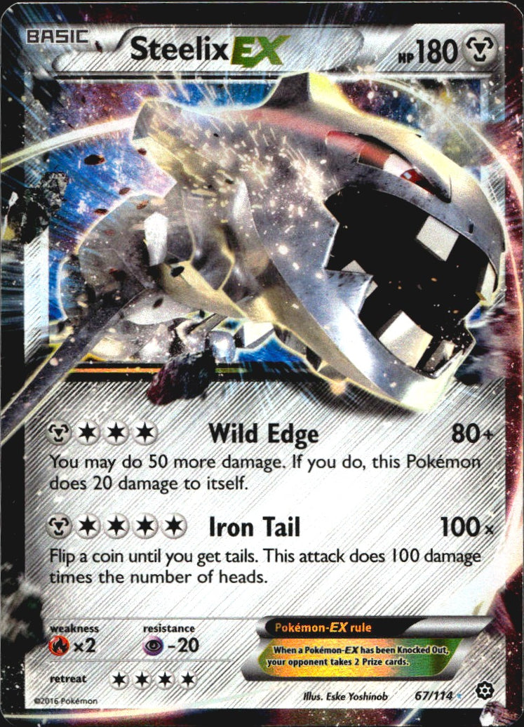 Steelix EX 67/114 Holo EX Rare Steam Siege Pokemon Near Mint