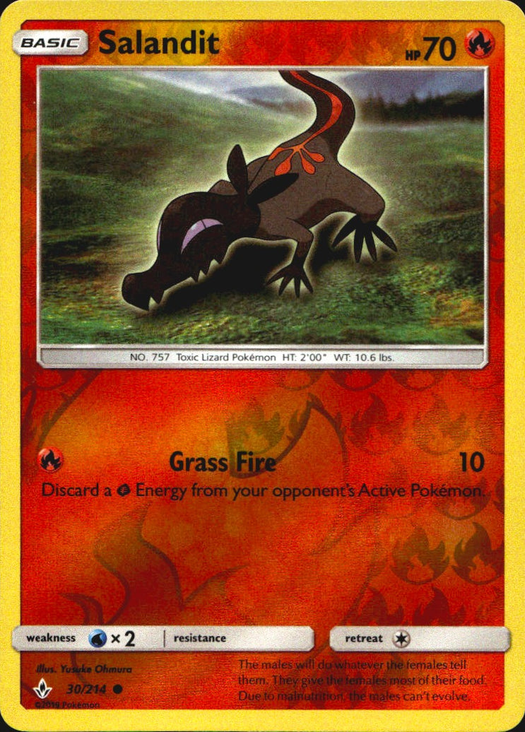 Salandit 30/214 Common Unbroken Bonds Pokemon Reverse Holo Near Mint