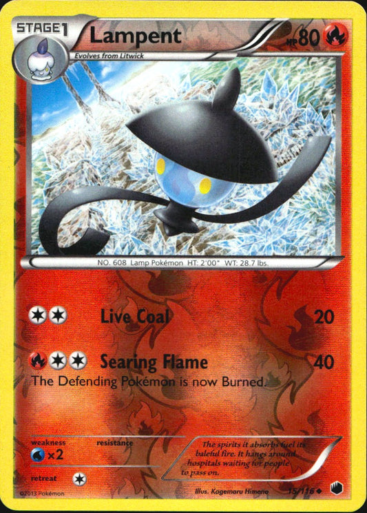 Lampent 15/116 Uncommon Plasma Freeze Pokemon Reverse Holo Near Mint