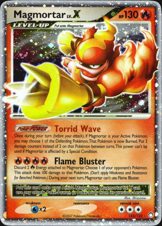 Magmortar LV.X 123/123 Holo Rare LV.X Mysterious Treasures Pokemon Near Mint