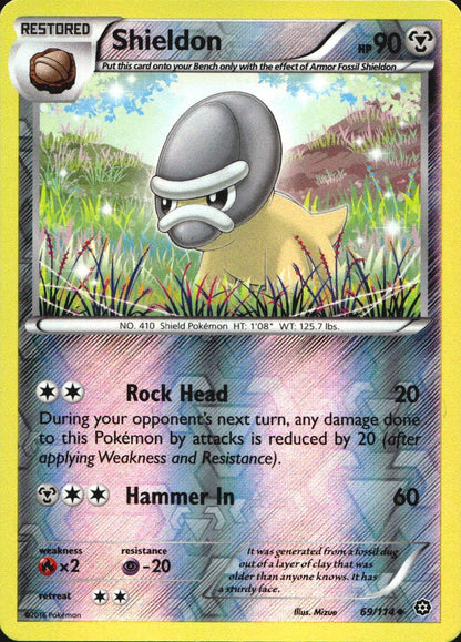 Shieldon 69/114 Uncommon Steam Siege Pokemon Reverse Holo Near Mint