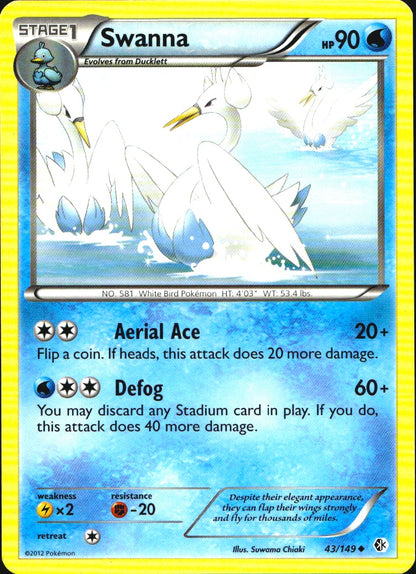 Swanna 43/149 Uncommon Boundaries Crossed Pokemon Near Mint