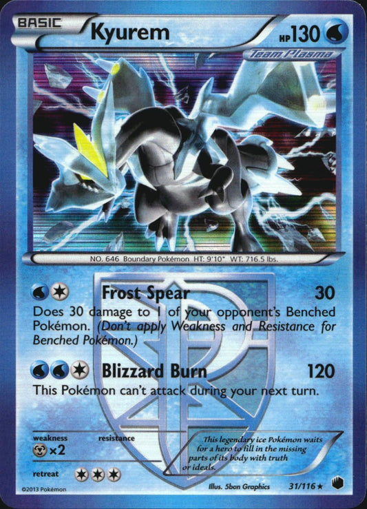 Kyurem 31/116 Holo Rare Plasma Freeze Pokemon Near Mint