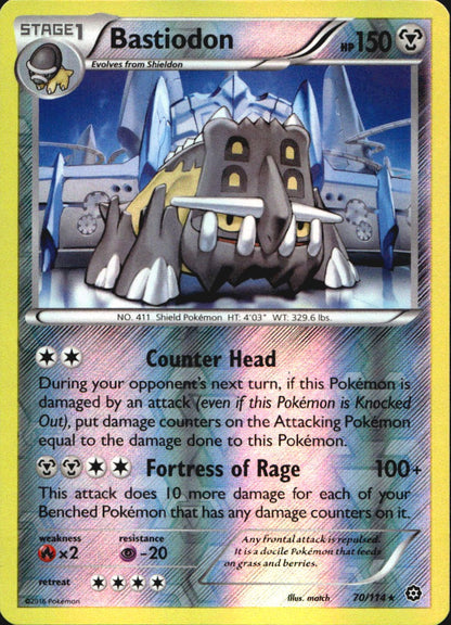 Bastiodon 70/114 Rare Steam Siege Pokemon Reverse Holo Near Mint