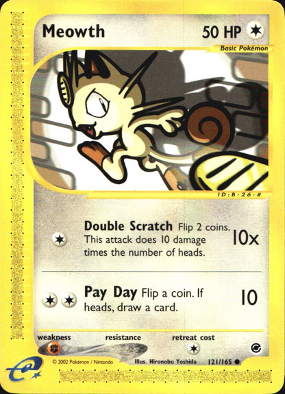 Meowth 121/165 Common Expedition Base Set Pokemon Near Mint