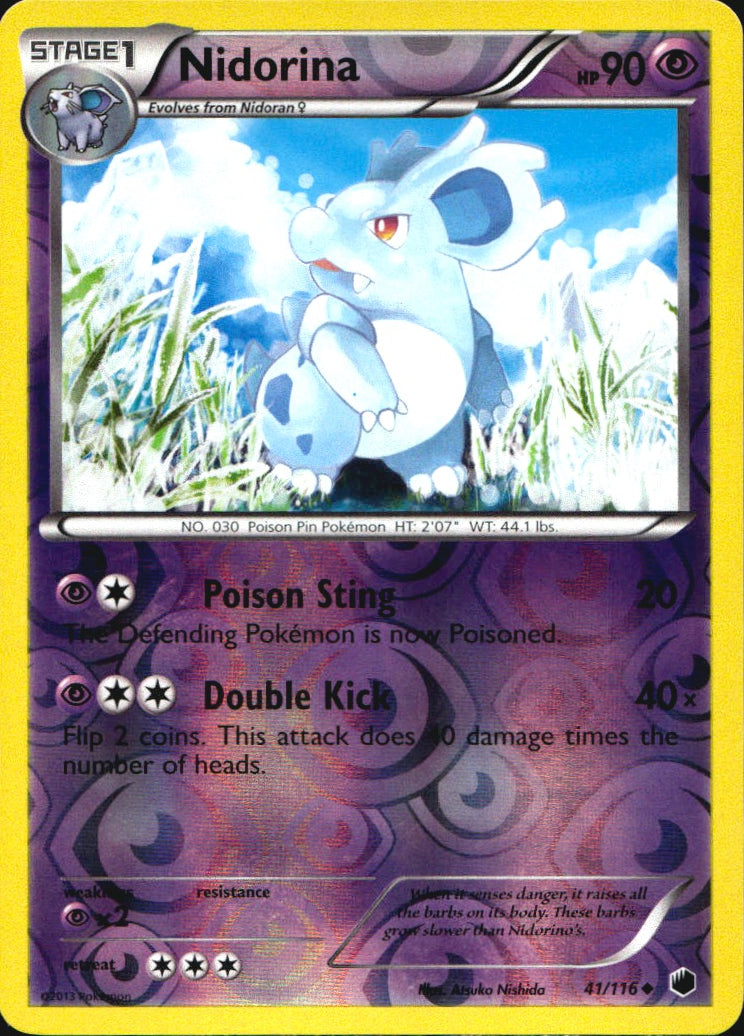 Nidorina 41/116 Uncommon Plasma Freeze Pokemon Reverse Holo Near Mint