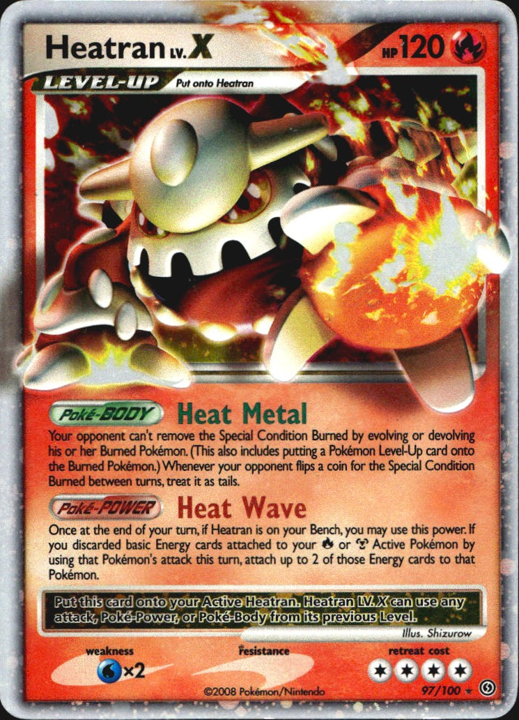 Heatran LV.X 97/100 Holo Rare LV.X Stormfront Pokemon Lightly Played
