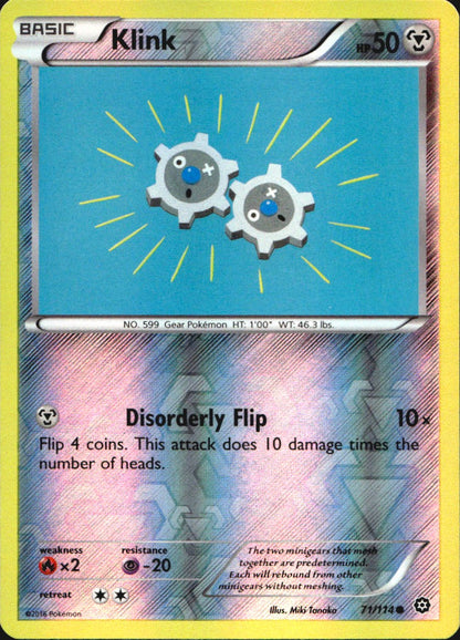Klink 71/114 Common Steam Siege Pokemon Reverse Holo Near Mint