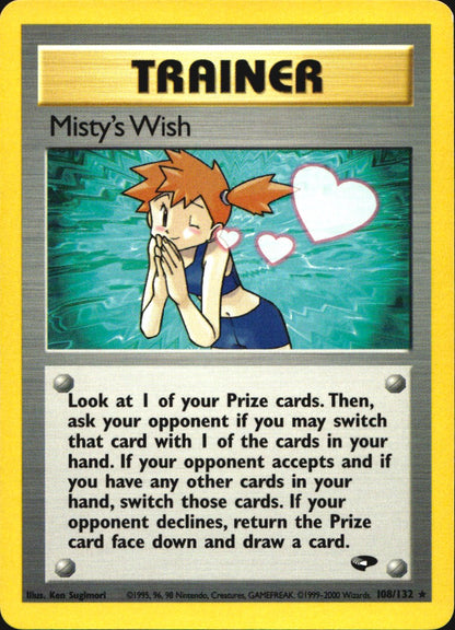 Misty's Wish 108/132 Rare Gym Challenge Pokemon Near Mint