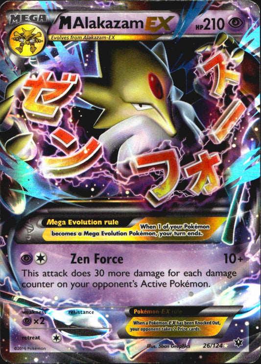 M Alakazam EX 26/124 Holo EX Rare Fates Collide Pokemon Moderately Played