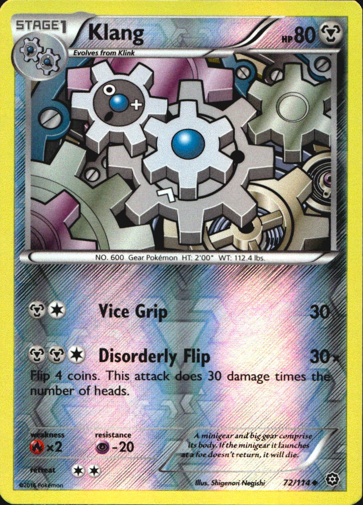 Klang 72/114 Uncommon Steam Siege Pokemon Reverse Holo Near Mint