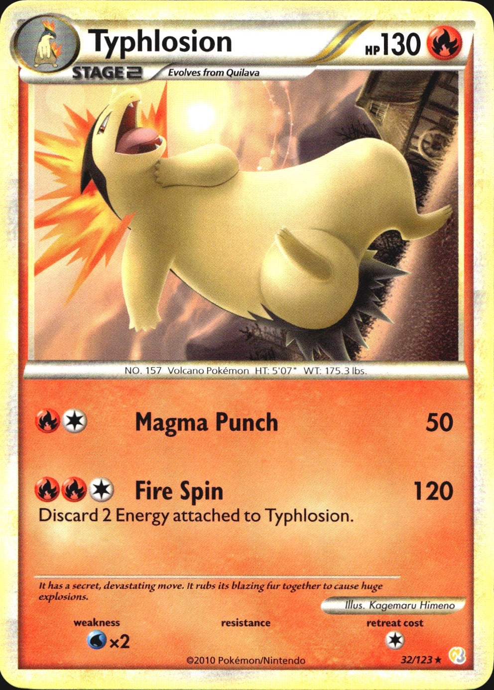 Typhlosion 32/123 Rare HeartGold & SoulSilver Pokemon Near Mint