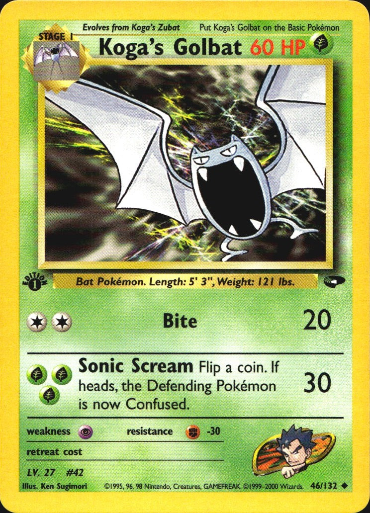 Koga's Golbat 46/132 Uncommon Gym Challenge Pokemon 1st Edition Near Mint