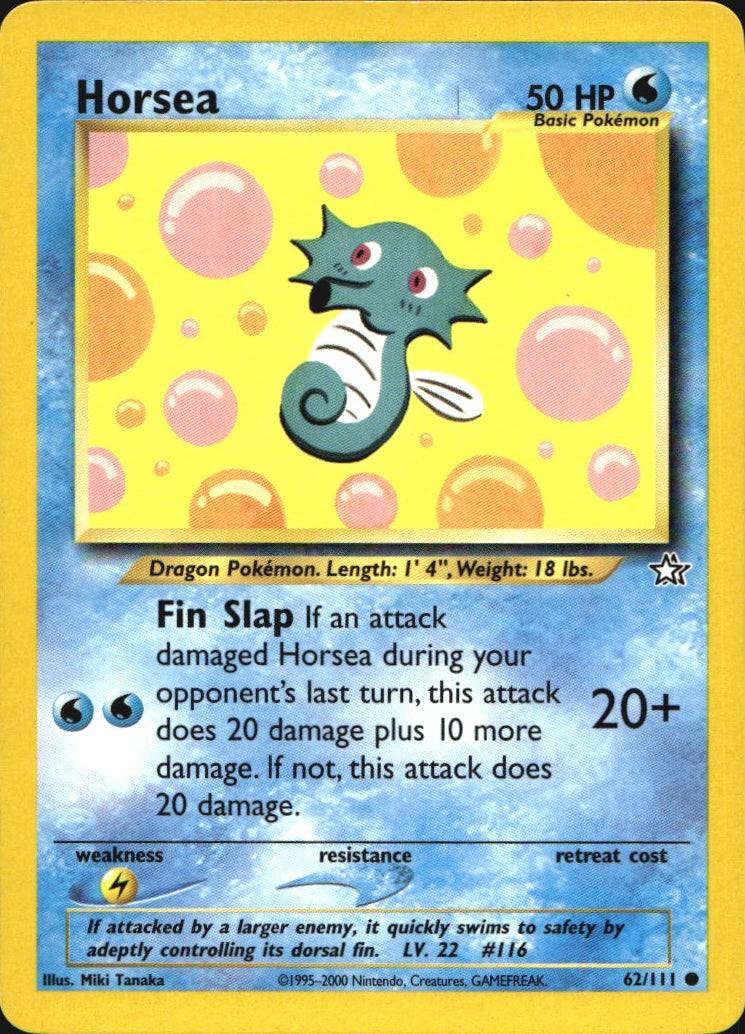 Horsea 62/111 Common Neo Genesis Pokemon Near Mint