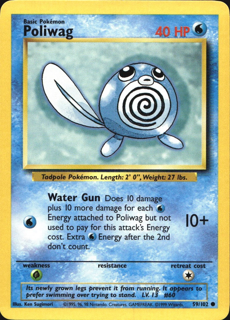 Poliwag 59/102 Common Base Set Pokemon Near Mint