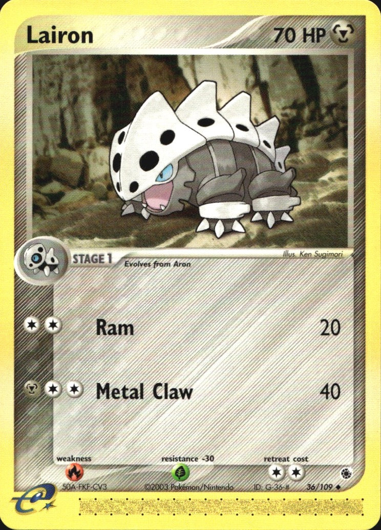 Lairon 36/109 Uncommon Ruby & Sapphire Pokemon Near Mint