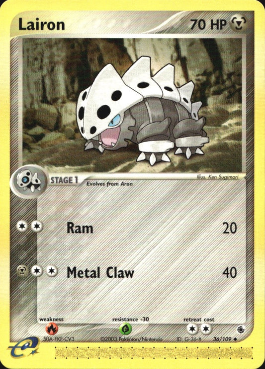 Lairon 36/109 Uncommon Ruby & Sapphire Pokemon Near Mint