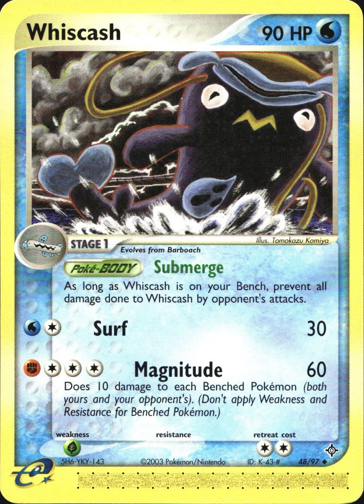 Whiscash 48/97 Uncommon Dragon Pokemon Near Mint