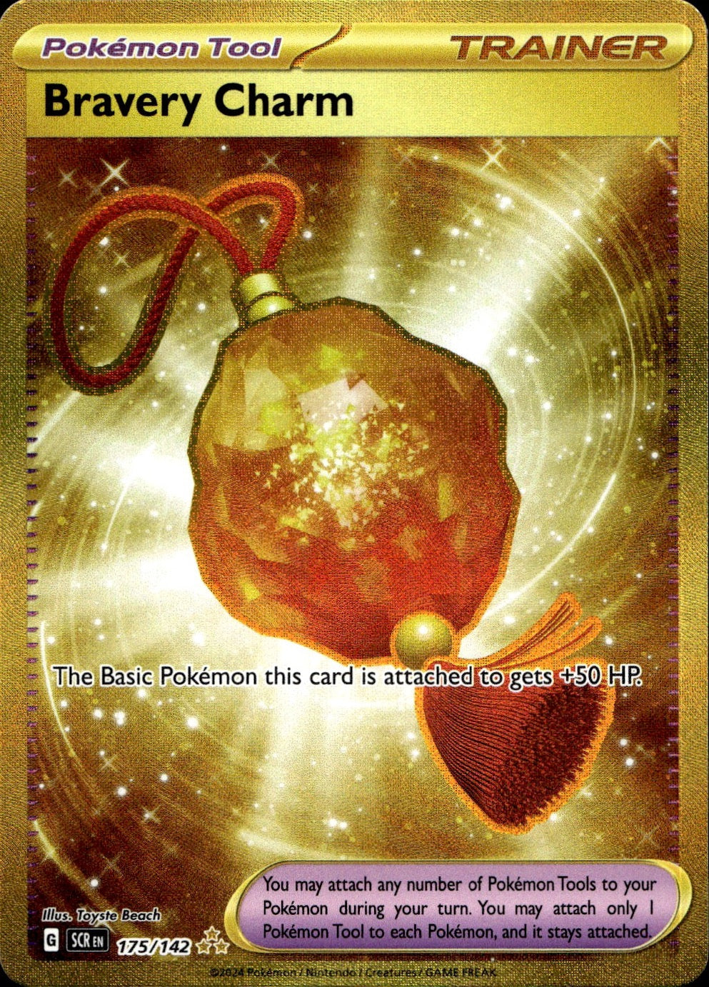 Bravery Charm 175/142 Hyper Rare Stellar Crown Pokemon Near Mint