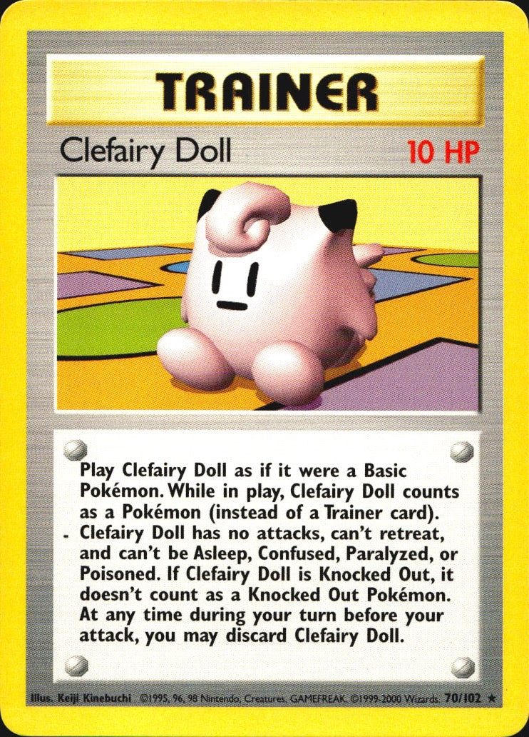 Clefairy Doll 70/102 Rare Base Set Unlimited Pokemon Near Mint