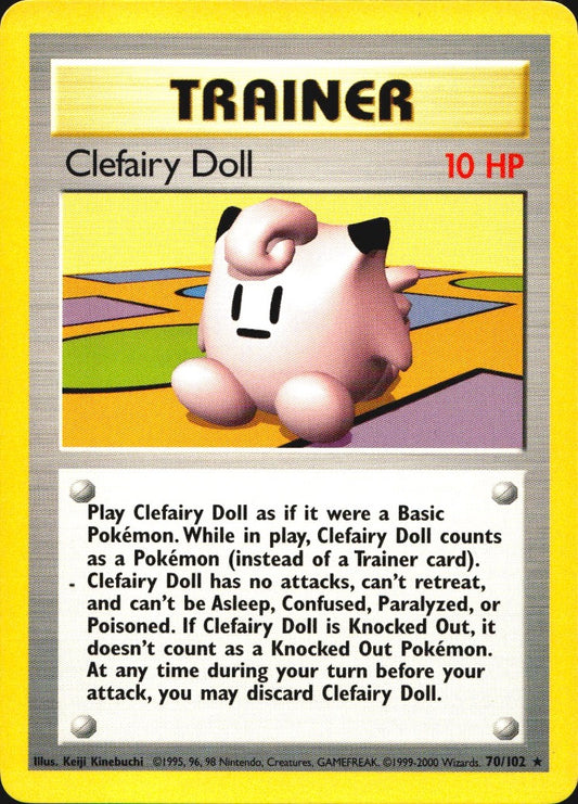 Clefairy Doll 70/102 Rare Base Set Unlimited Pokemon Near Mint