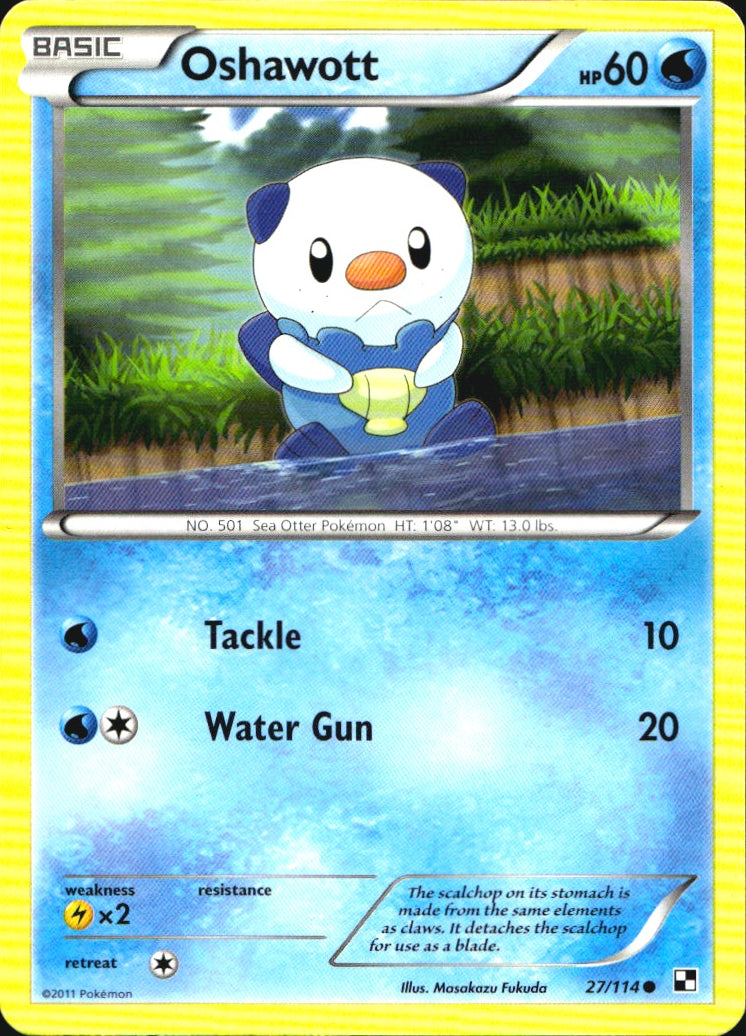 Oshawott 27/114 Common Black & White Pokemon Near Mint