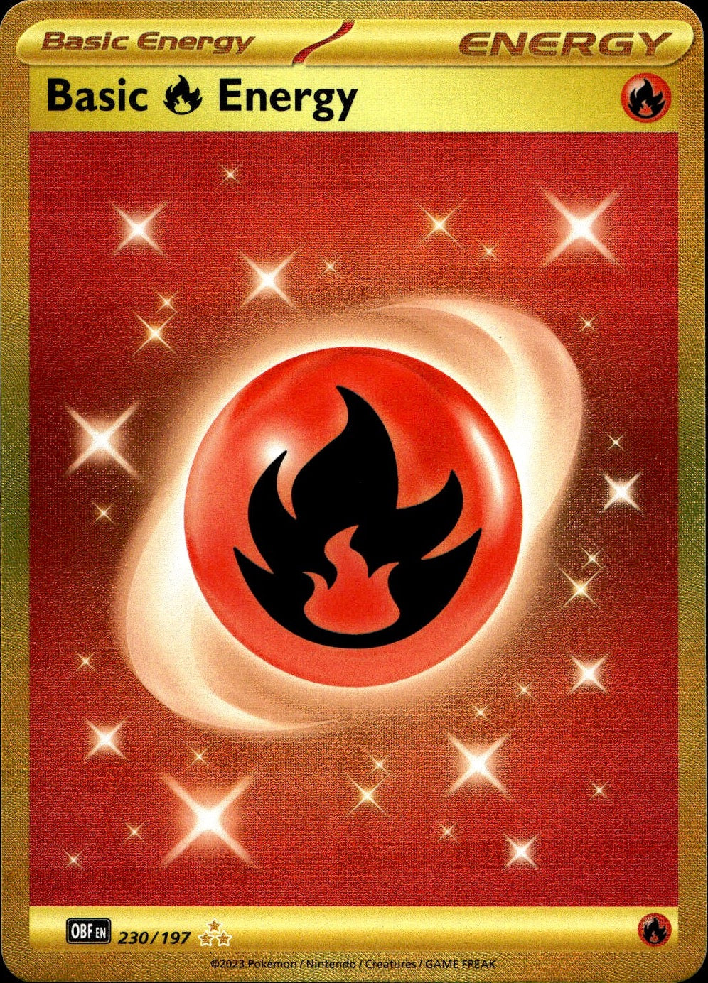 Basic Fire Energy 230/197 Hyper Rare Obsidian Flames Pokemon Near Mint