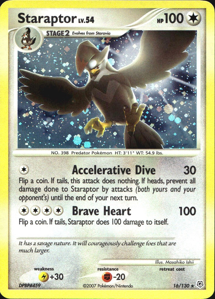 Staraptor 16/130 Holo Rare Diamond & Pearl Pokemon Near Mint