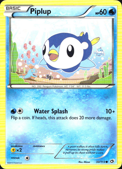 Piplup 33/113 Common Legendary Treasures Pokemon Near Mint
