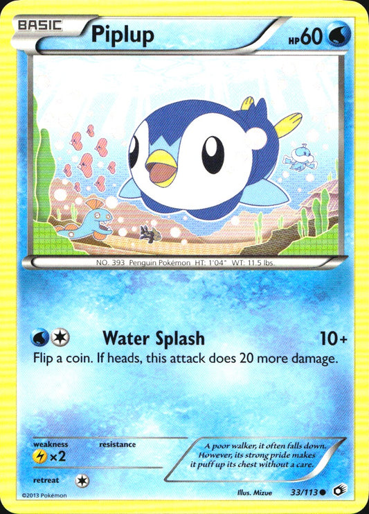 Piplup 33/113 Common Legendary Treasures Pokemon Near Mint