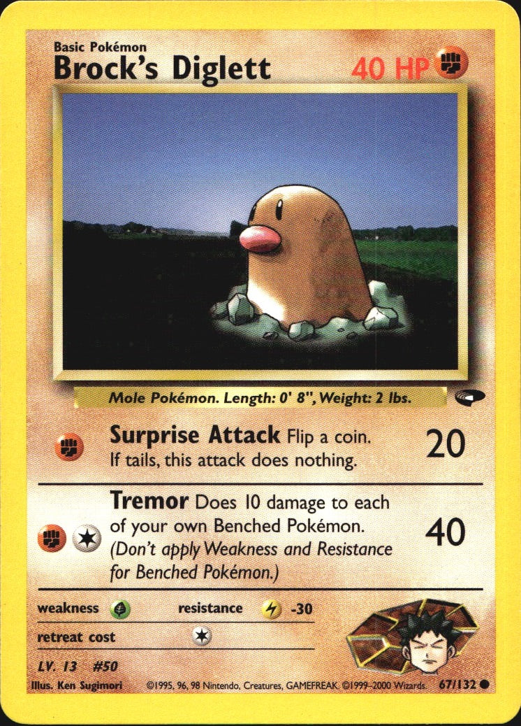 Brock's Diglett 67/132 Common Gym Challenge Pokemon Near Mint