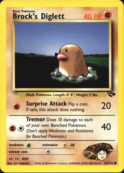 Brock's Diglett 67/132 Common Gym Challenge Pokemon Near Mint