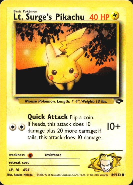 Lt. Surge's Pikachu 84/132 Common Gym Challenge Pokemon Near Mint