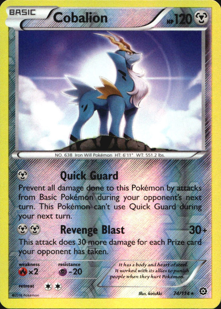 Cobalion 74/114 Rare Steam Siege Pokemon Reverse Holo Near Mint